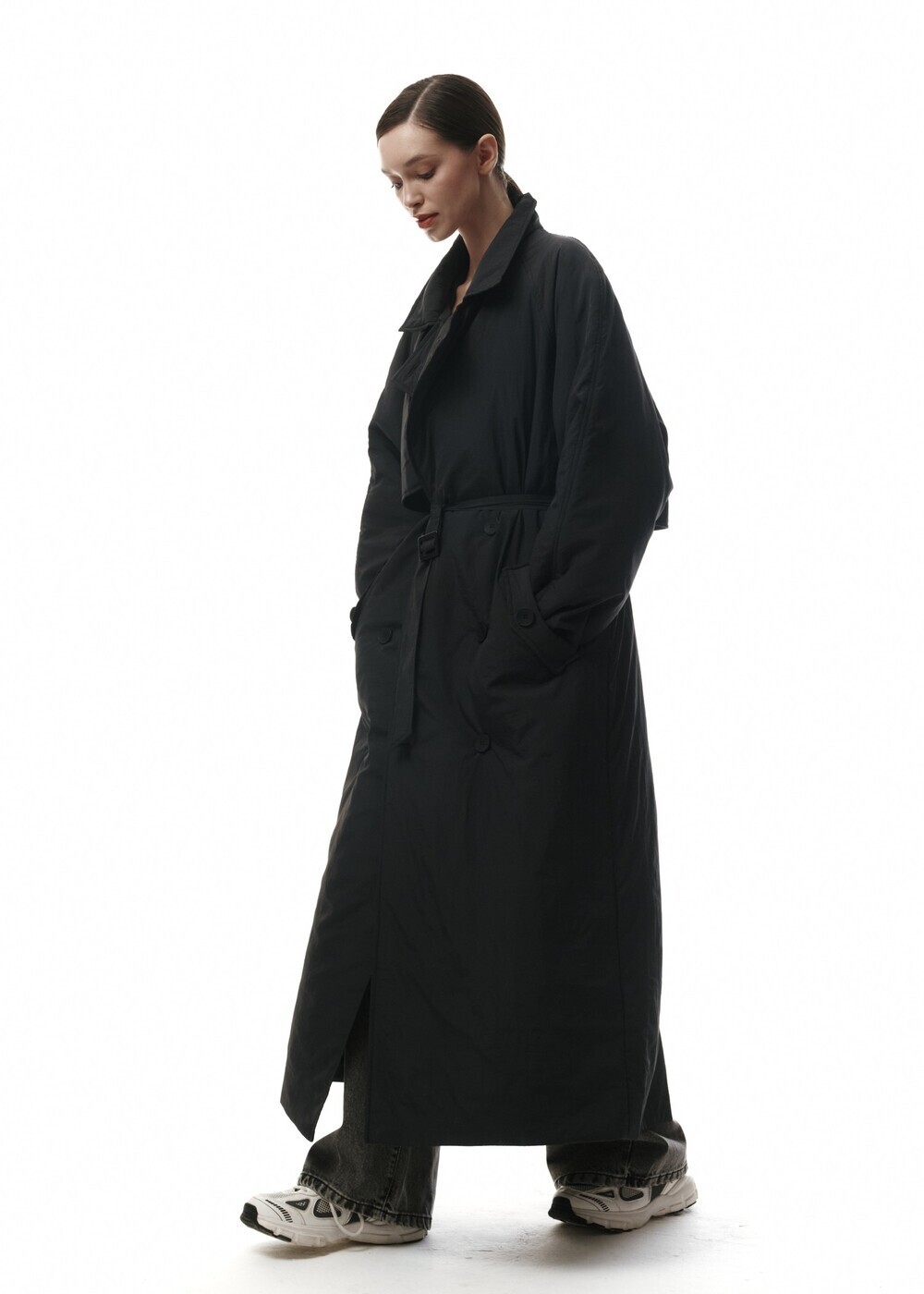 Insulated raincoat in black